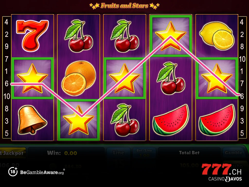 Rouleaux de Fruits and Stars avec plusieurs étoiles Scatter et des lignes de paiement
